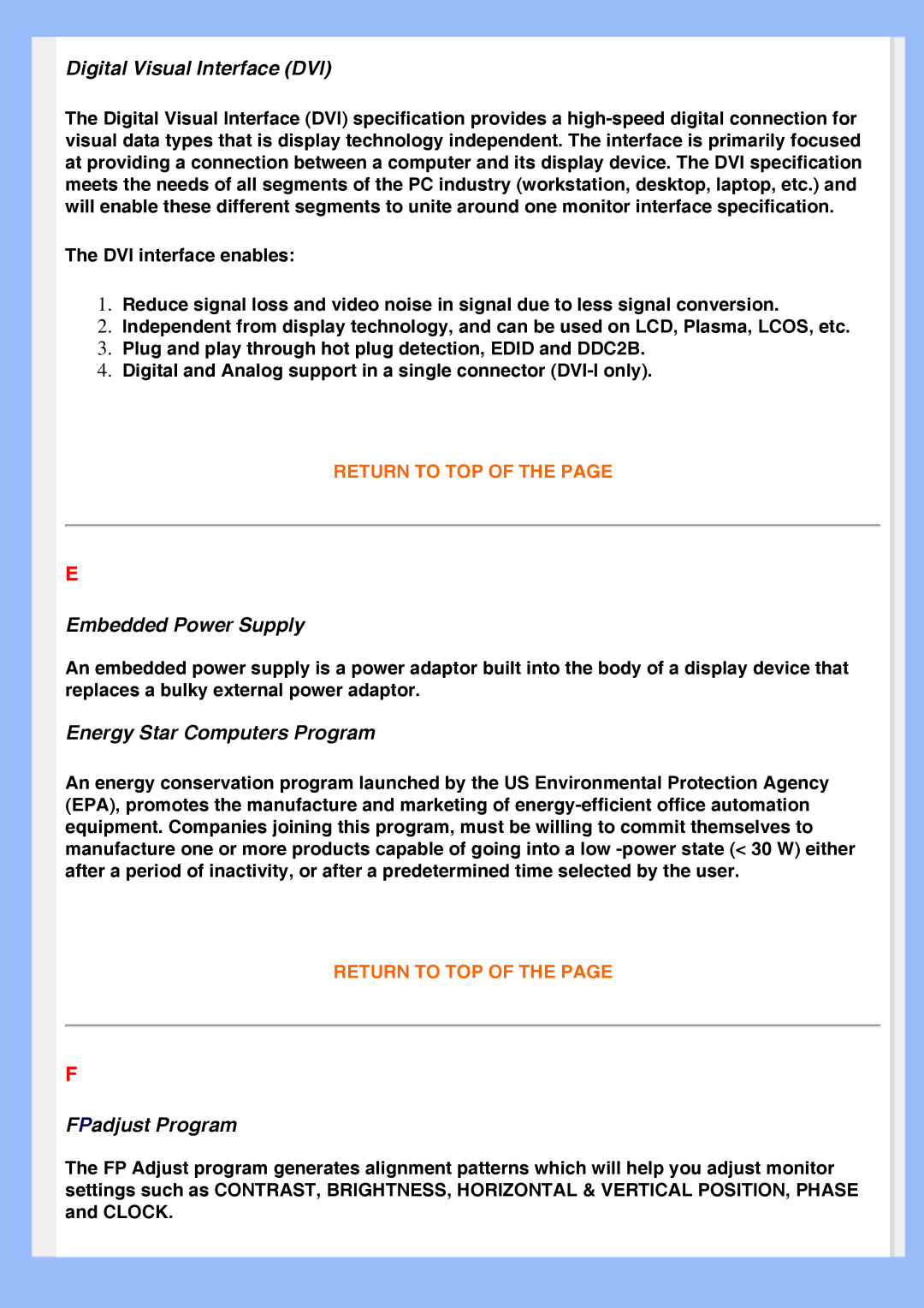 Philips HWS8200Q user manual Digital Visual Interface DVI 