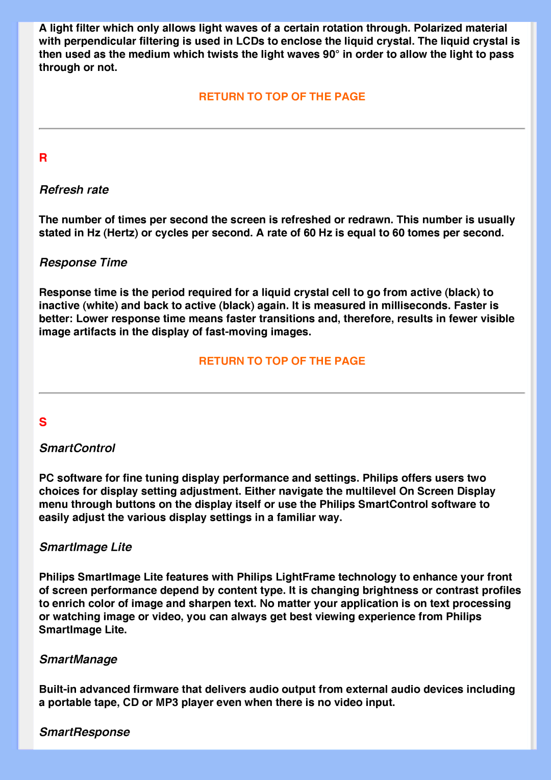 Philips HWS8200Q user manual Refresh rate 