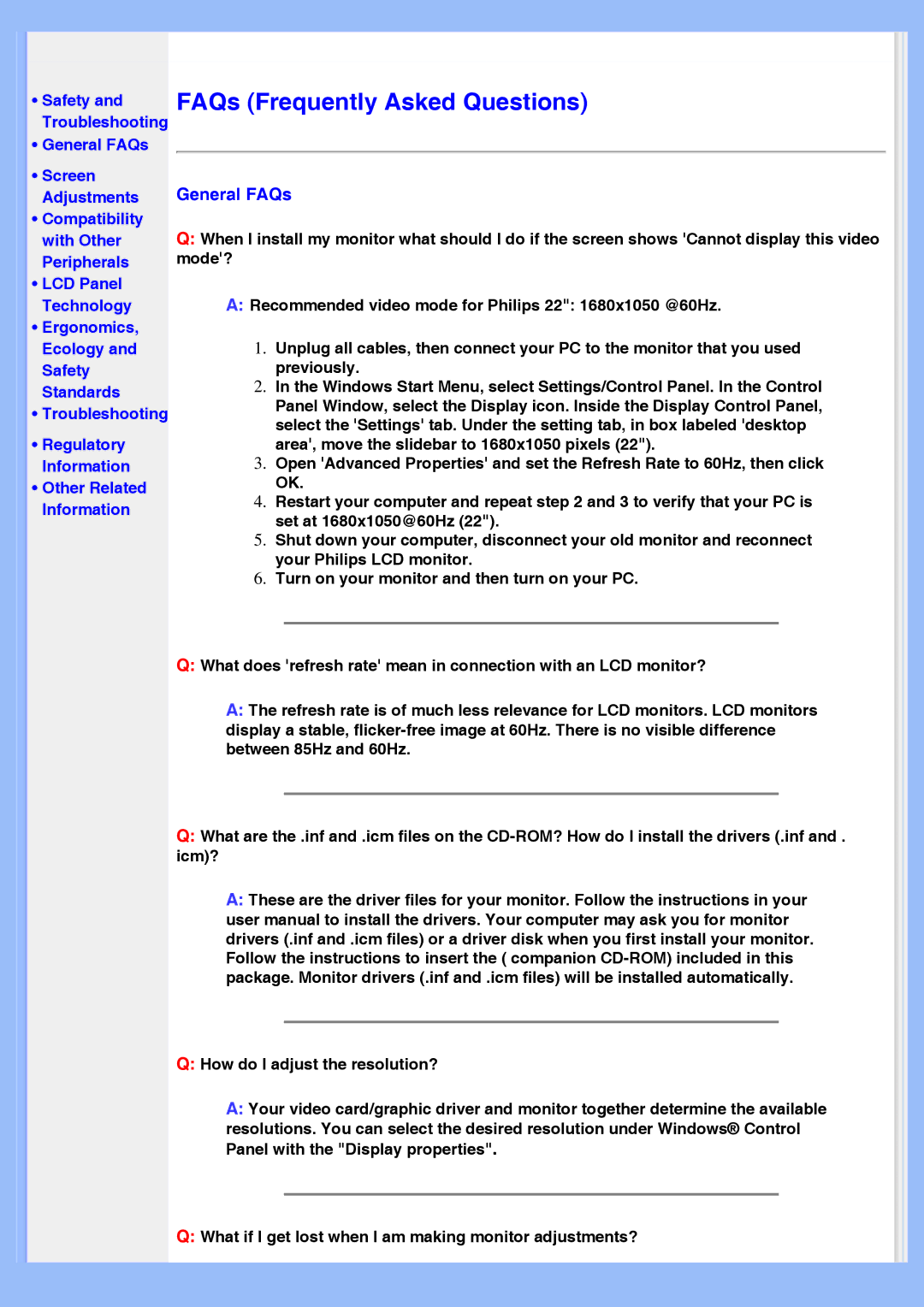 Philips HWS8220Q user manual General FAQs 