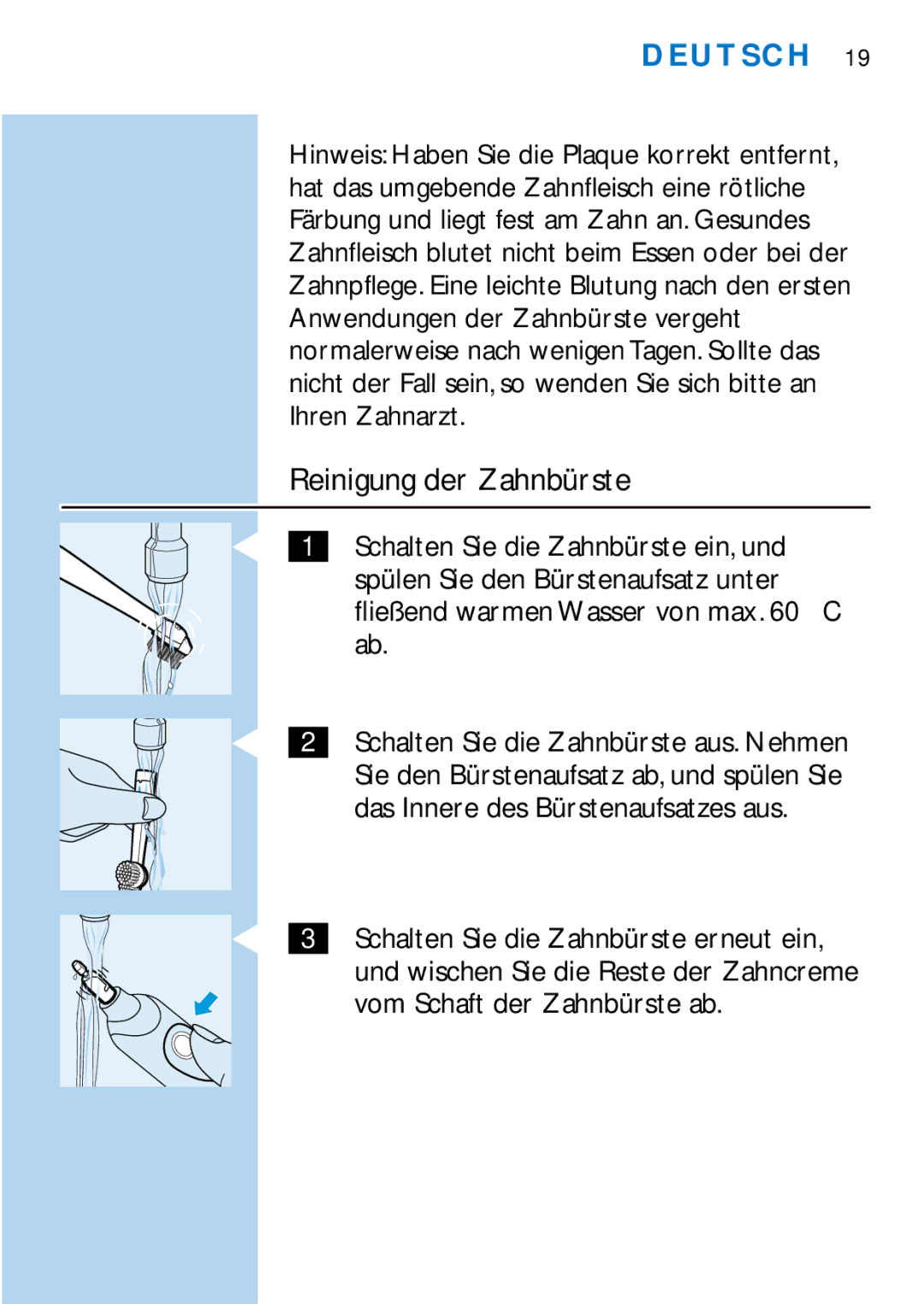 Philips HX1725, HX2745 manual Reinigung der Zahnbürste 