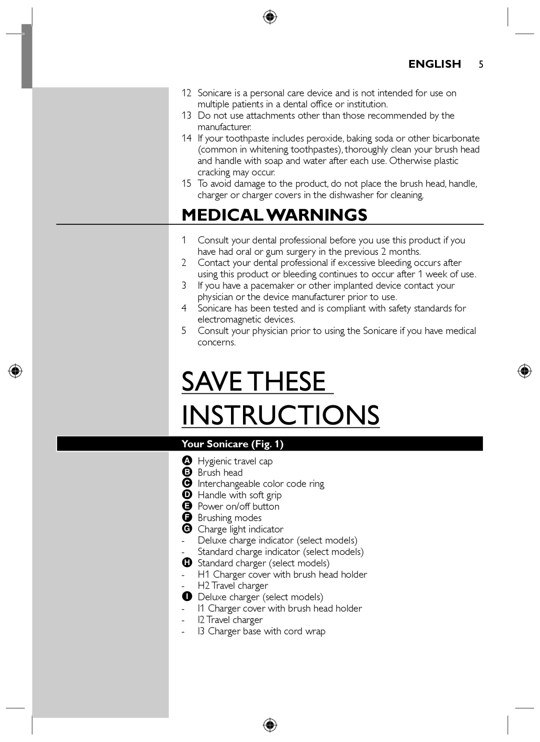 Philips HX6710 manual Medical Warnings, Your Sonicare Fig 