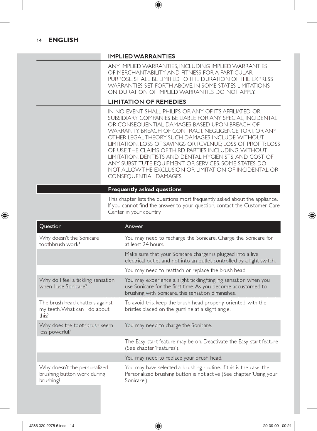 Philips HX6910 manual Frequently asked questions 