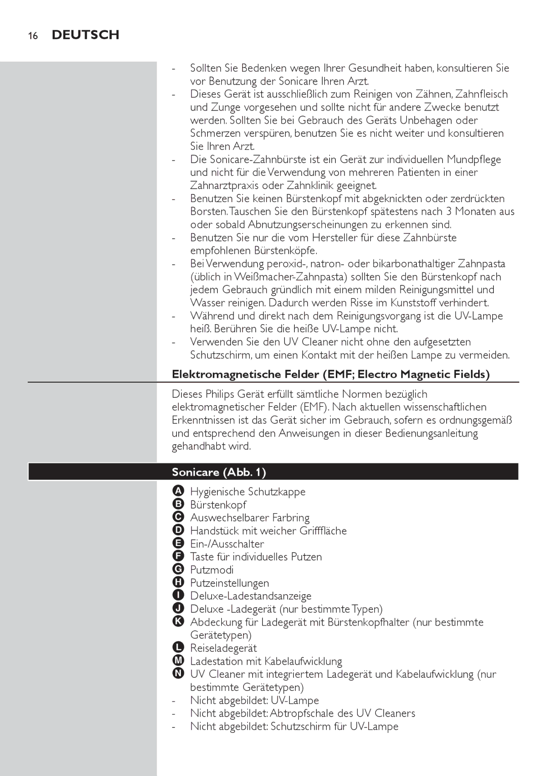 Philips HX6942, HX6933, HX6982, HX6911 manual Elektromagnetische Felder EMF Electro Magnetic Fields, Sonicare Abb 