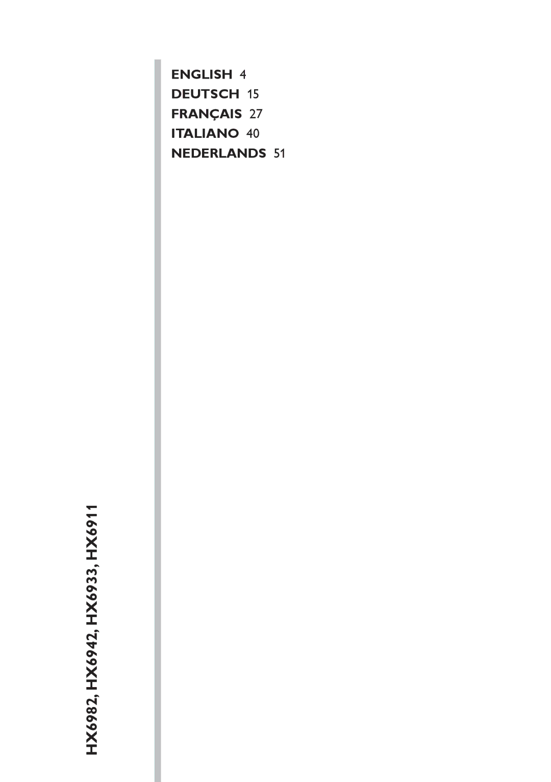 Philips manual HX6982, HX6942, HX6933, HX6911 