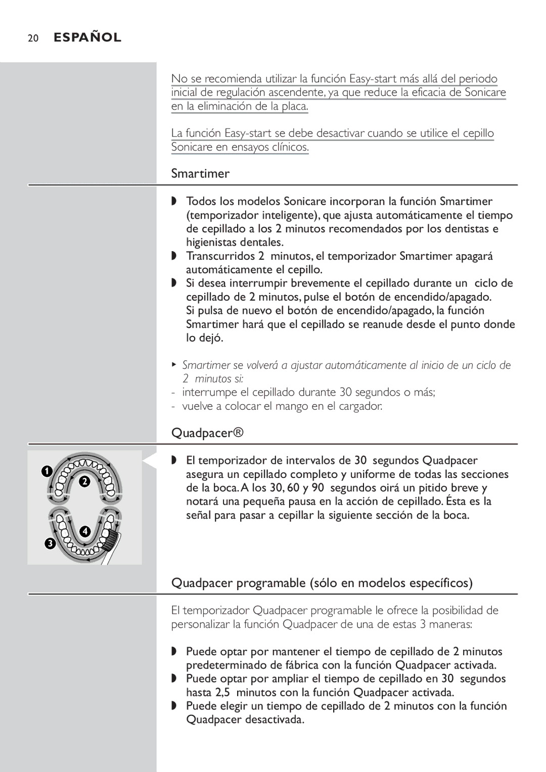 Philips HX7551 manual Quadpacer programable sólo en modelos específicos 