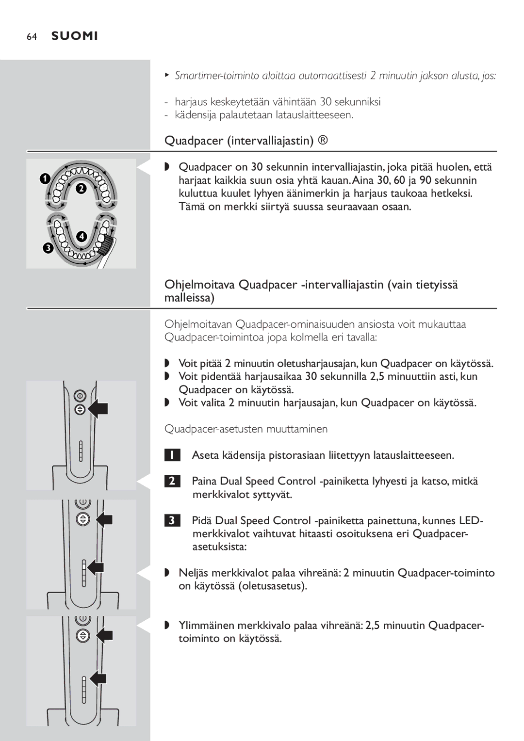 Philips HX7551 manual Quadpacer intervalliajastin 