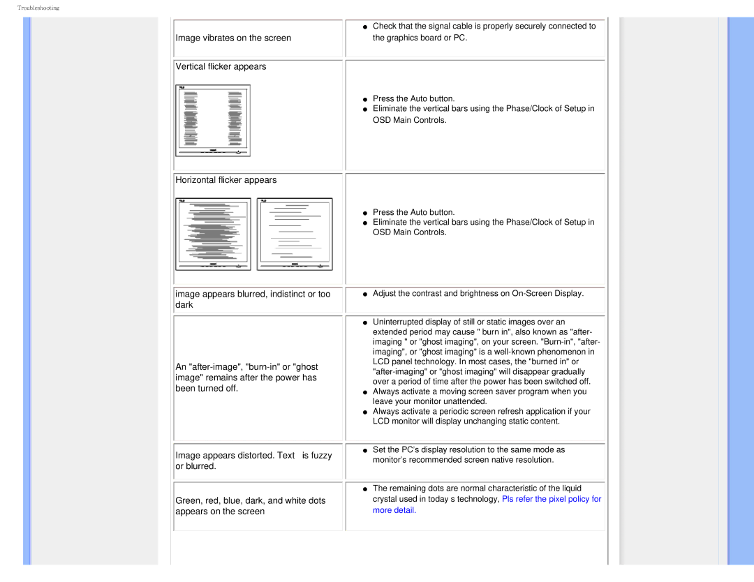 Philips I7SIA user manual Image vibrates on the screen 