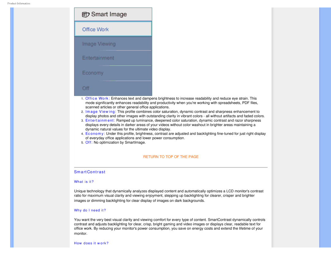 Philips I7SIA user manual SmartContrast, What is it?, Why do I need it?, How does it work? 