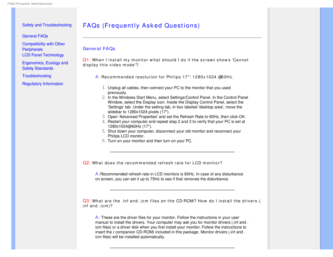 Philips I7SIA user manual FAQs Frequently Asked Questions, General FAQs 