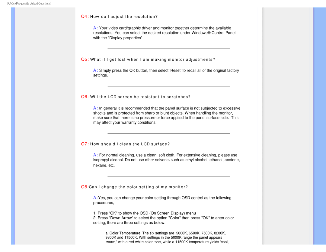 Philips I7SIA user manual Q4 How do I adjust the resolution? 