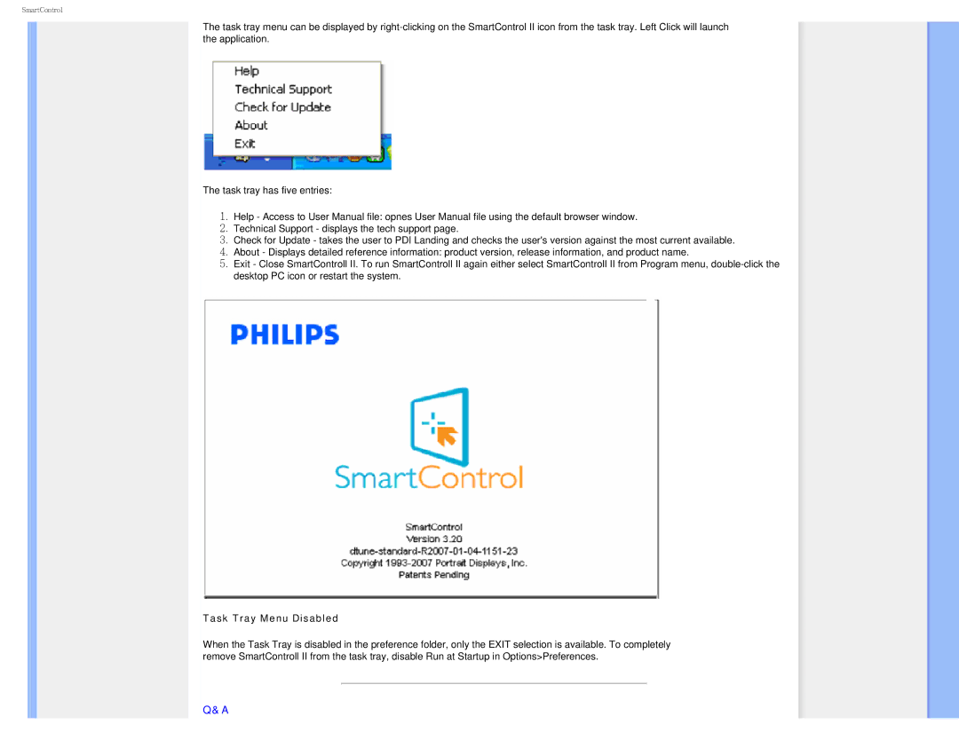 Philips I7SIA user manual Task Tray Menu Disabled 