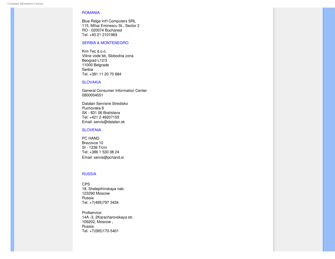 Philips I7SIA user manual Slovenia 