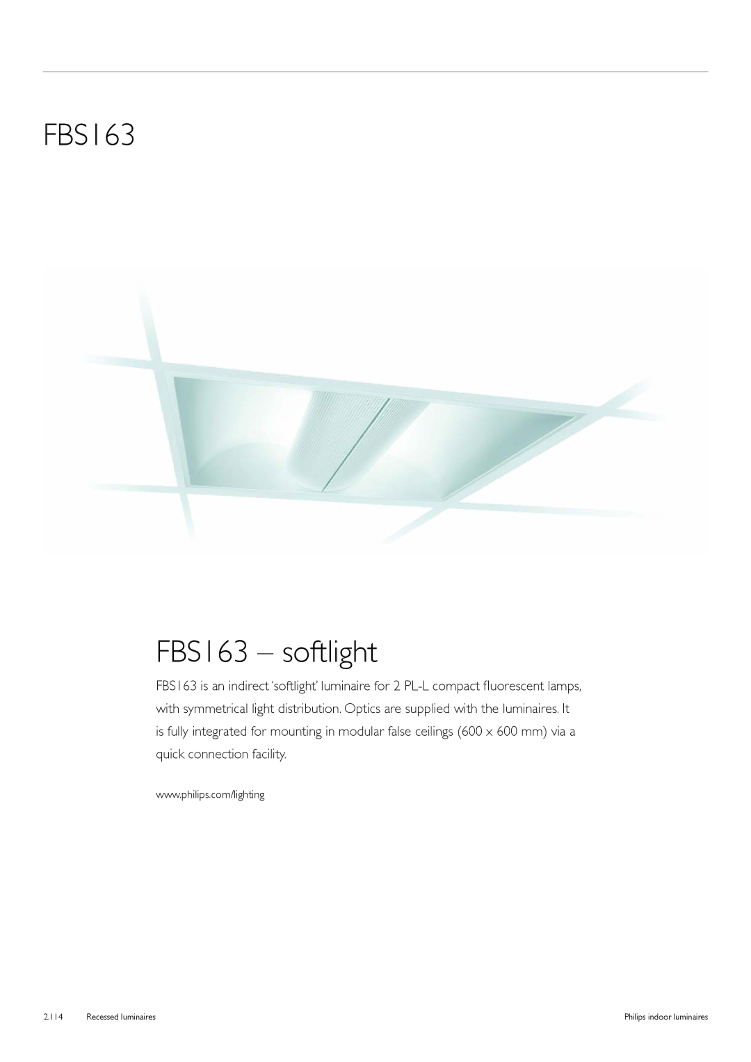 Philips Indoor Luminaires manual FBS163 FBS163 softlight 