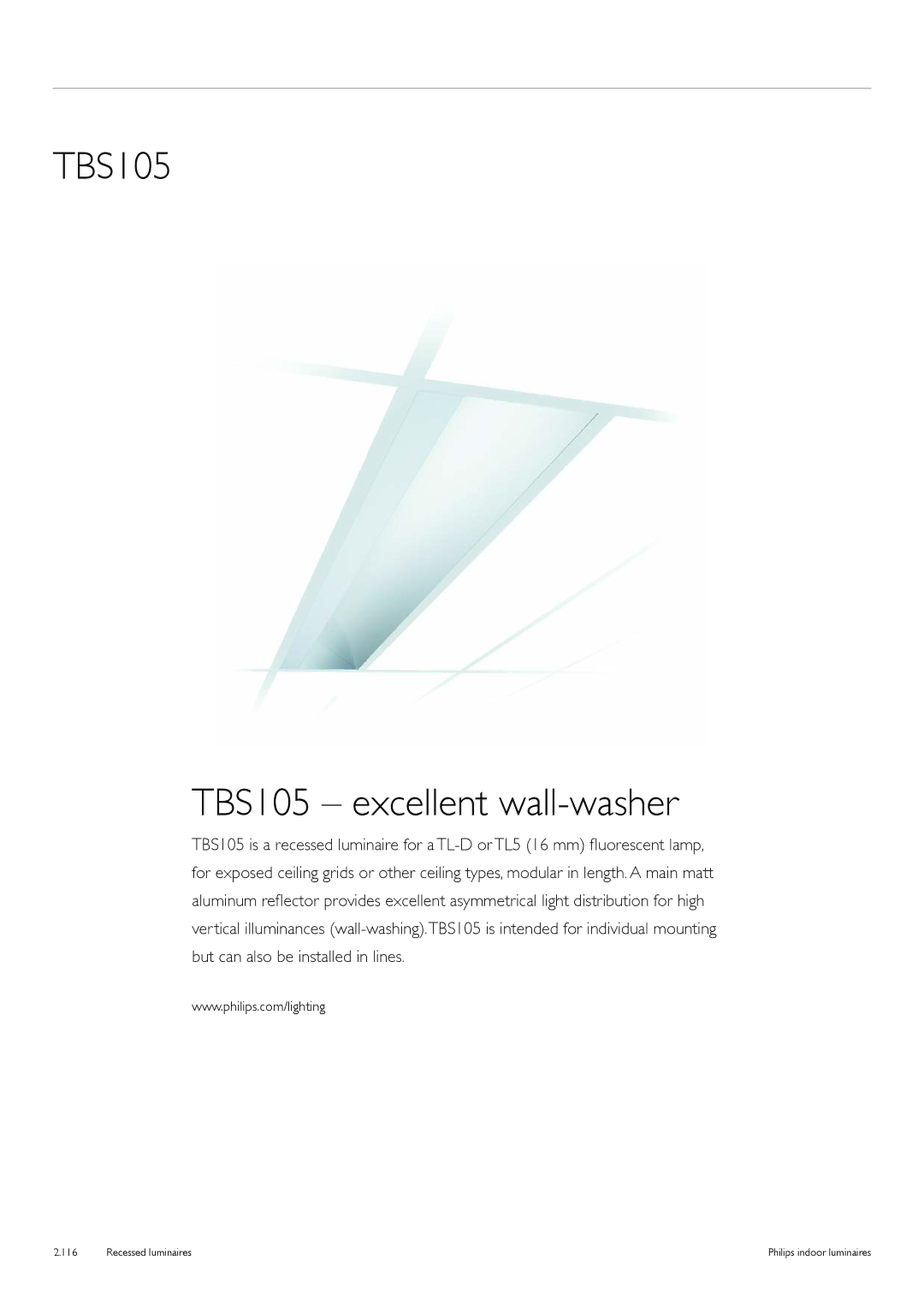 Philips Indoor Luminaires manual TBS105 TBS105 excellent wall-washer 