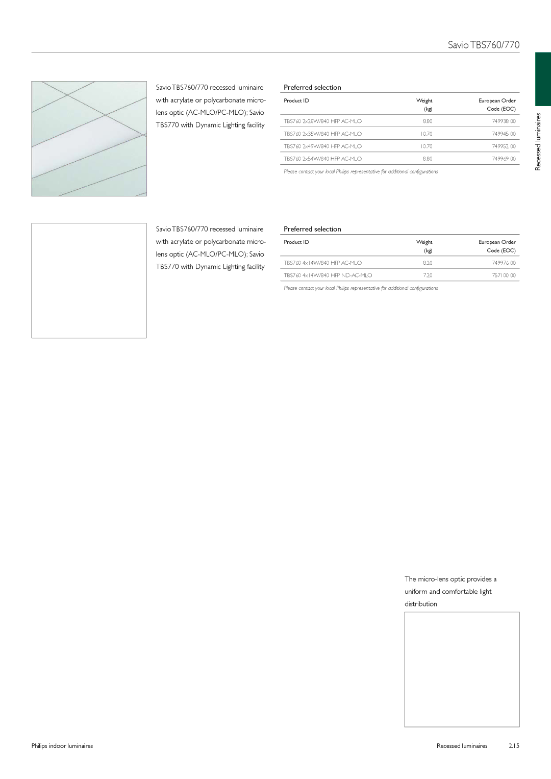 Philips Indoor Luminaires manual Preferred selection 