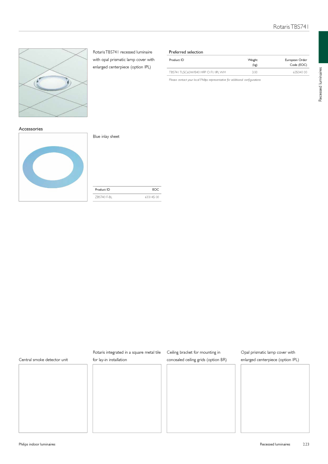 Philips Indoor Luminaires manual TBS741 TL5C60W/840 HFP O FU IPL WH 