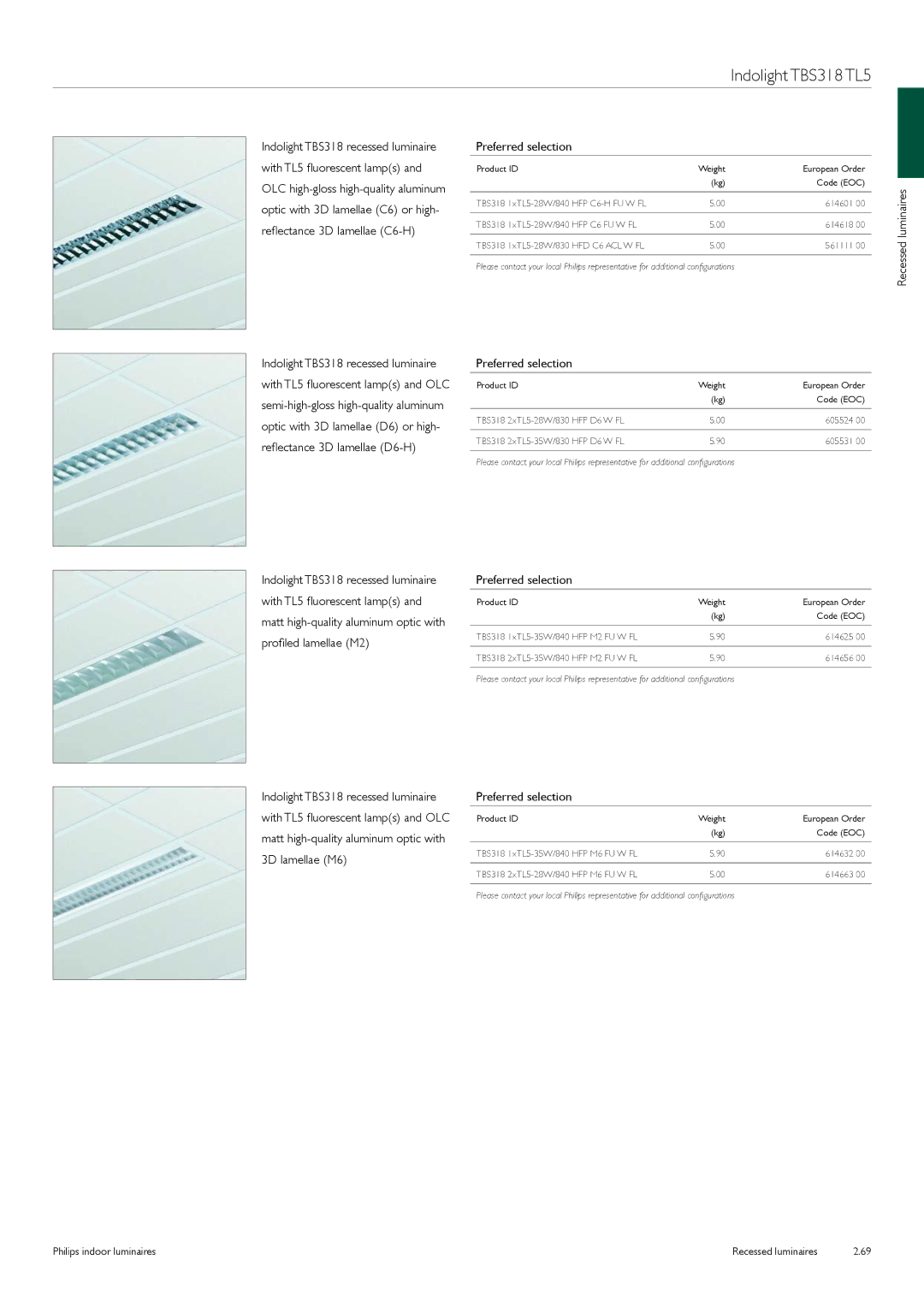 Philips Indoor Luminaires manual Preferred selection 