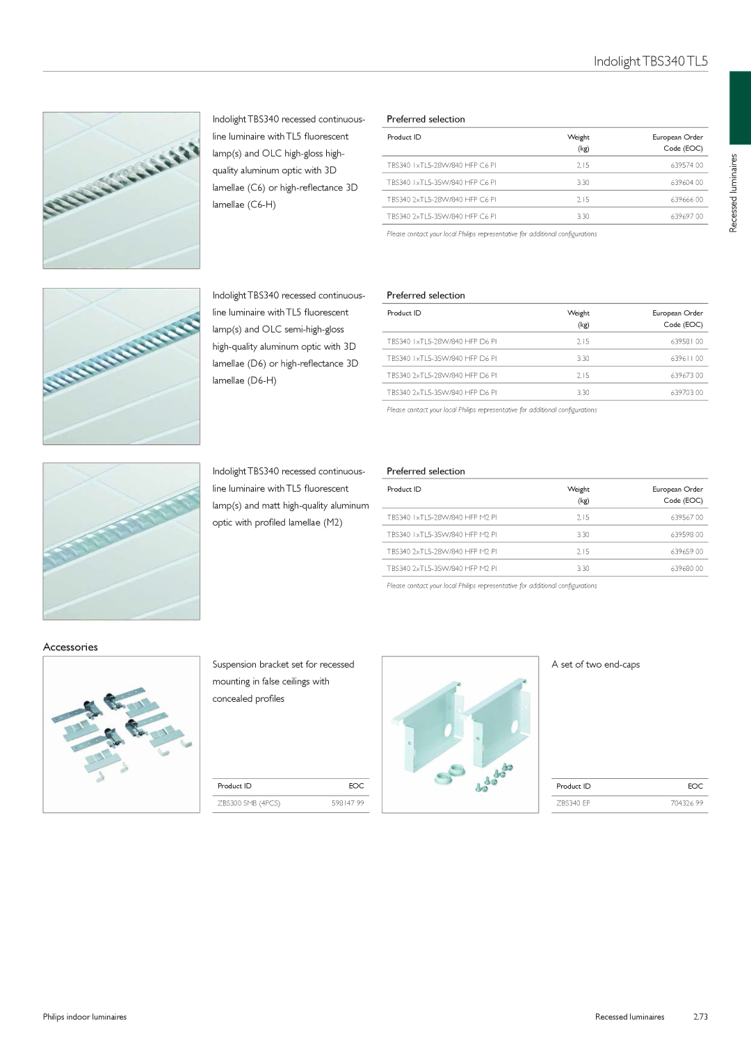 Philips Indoor Luminaires manual Preferred selection, Set of two end-caps 