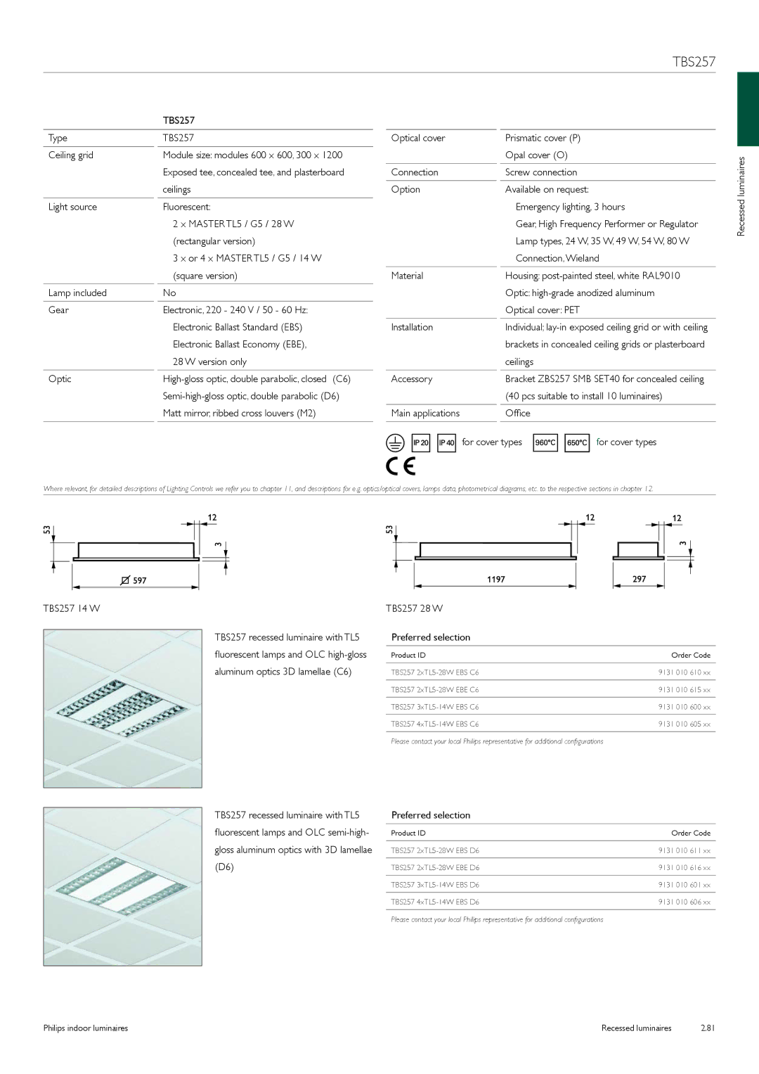 Philips Indoor Luminaires manual TBS257 