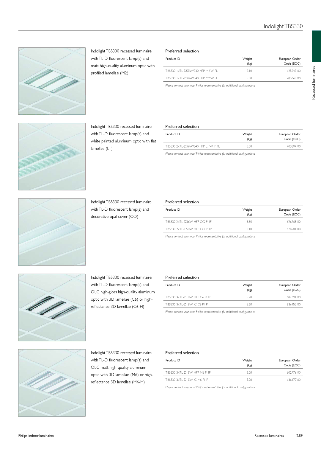 Philips Indoor Luminaires manual Preferred selection 