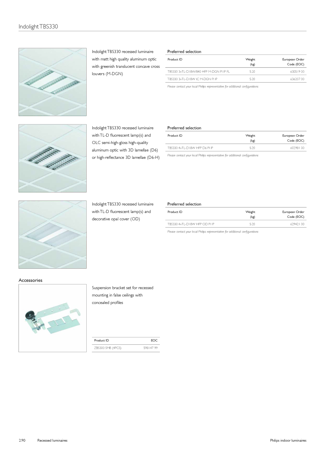 Philips Indoor Luminaires manual Accessories 