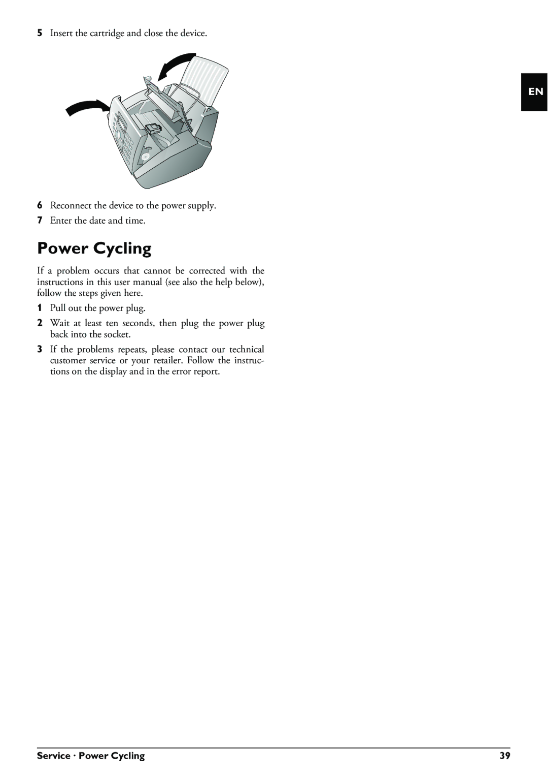 Philips IPF525, IPF555, IPF520 user manual Service · Power Cycling 