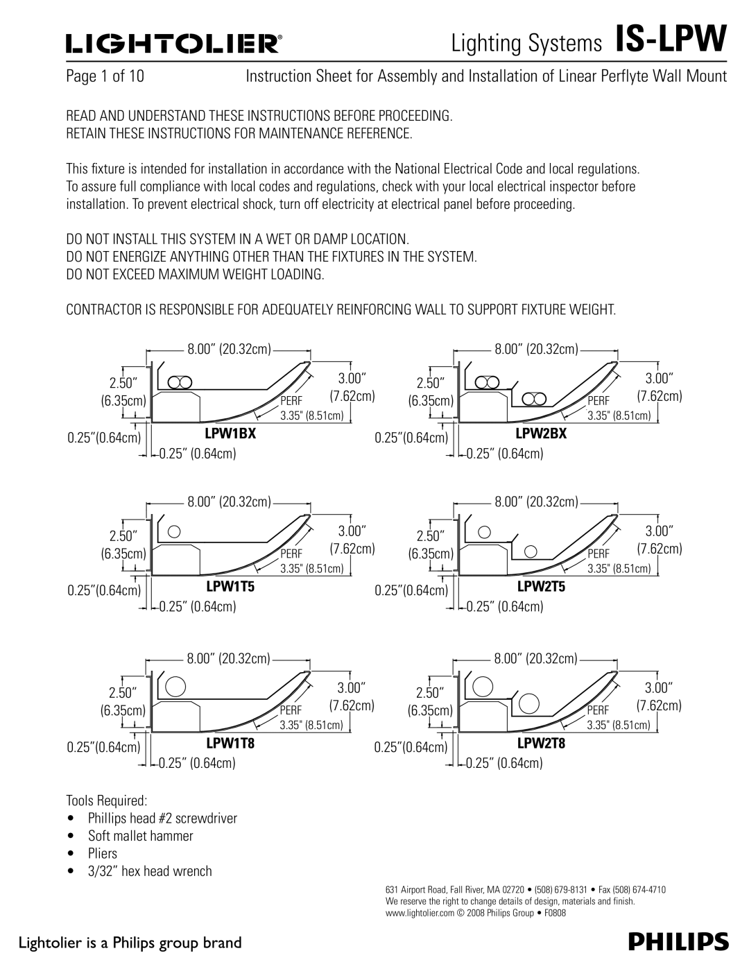 Philips IS-LPW manual Retain These Instructions for Maintenance Reference, 5PPMT3FRVJSFE 