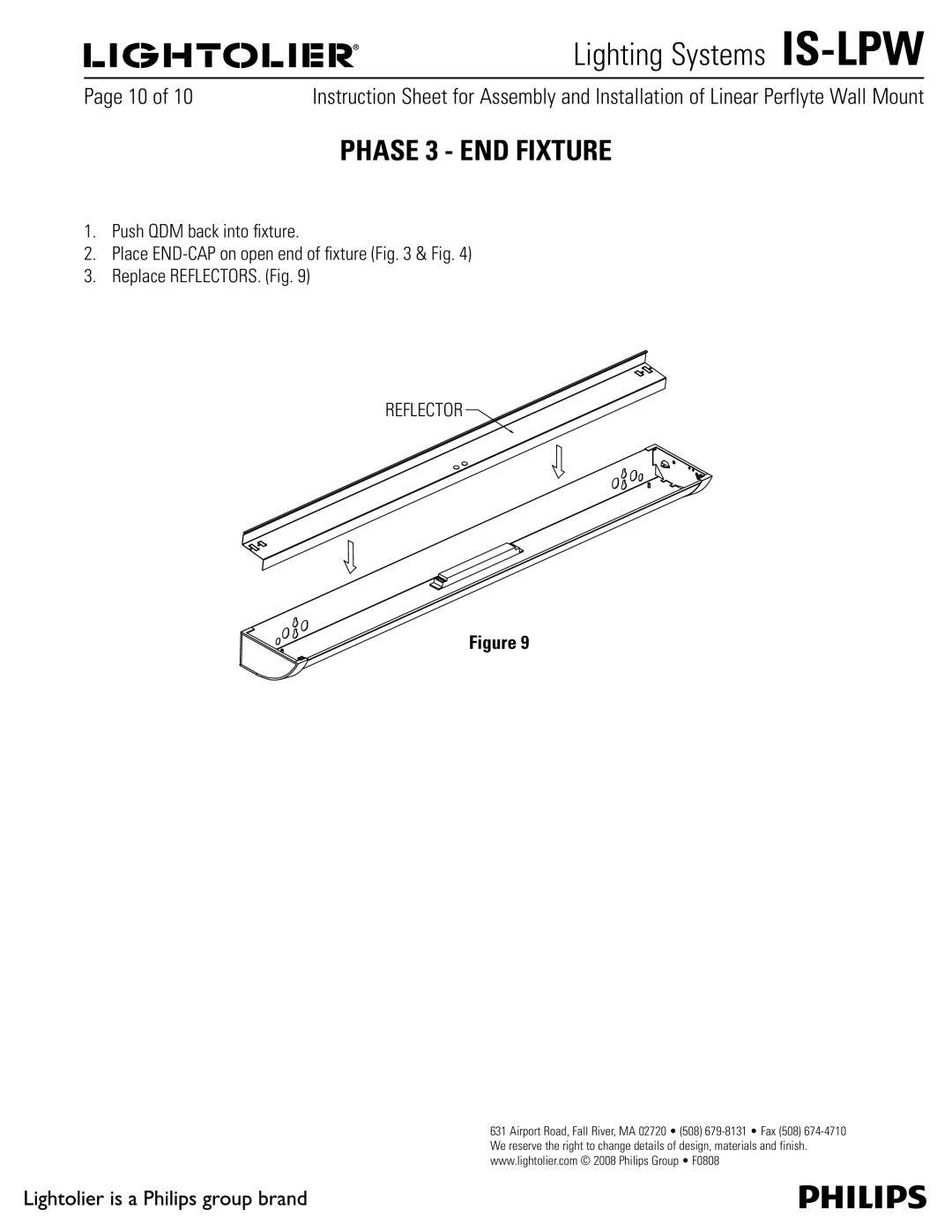 Philips IS-LPW manual Phase 3 END Fixture, Reflector 