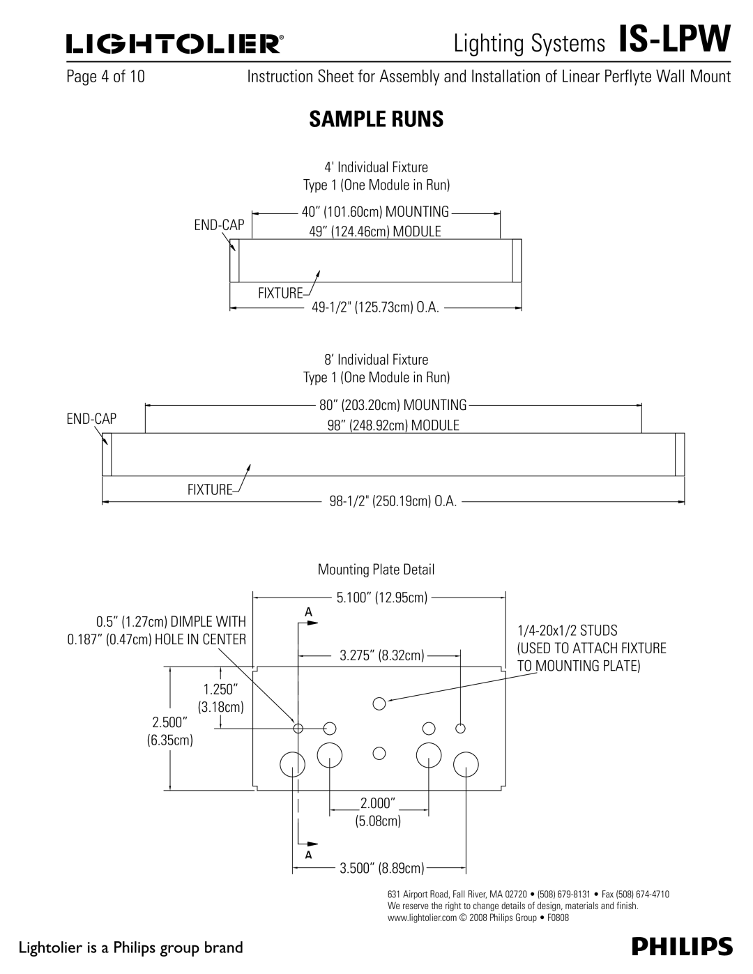 Philips IS-LPW manual Sample Runs, 5ZQF 0OF.PEVMFJO3VO END-CAP, Fixture 