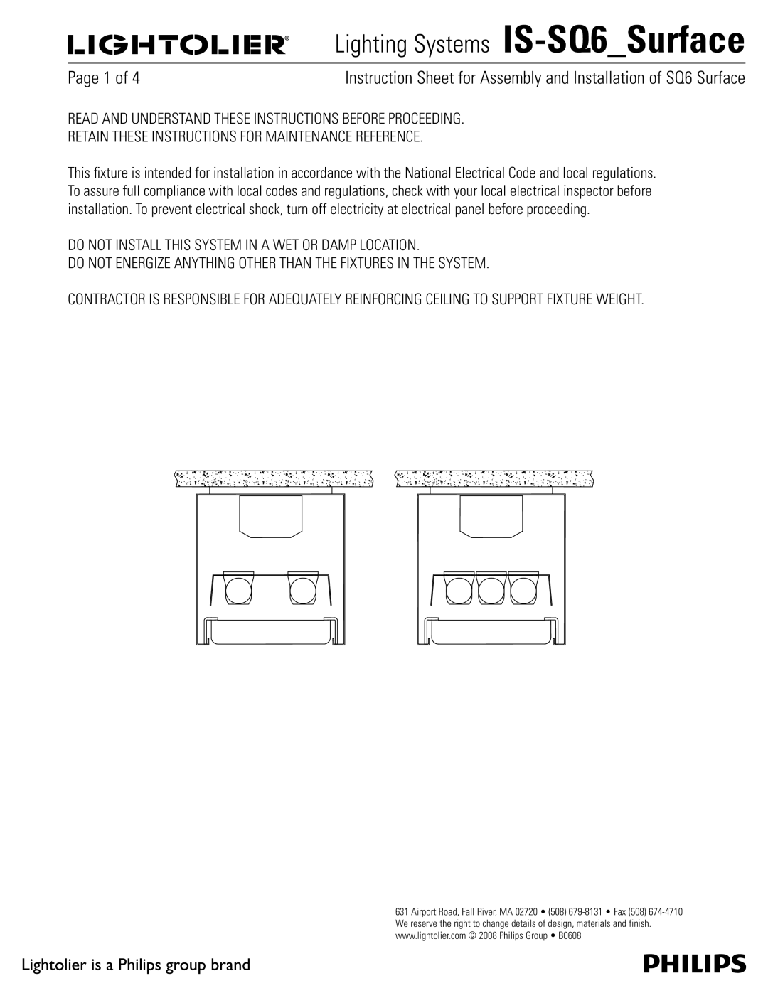 Philips manual Lighting Systems IS-SQ6Surface, 1BHFPG 