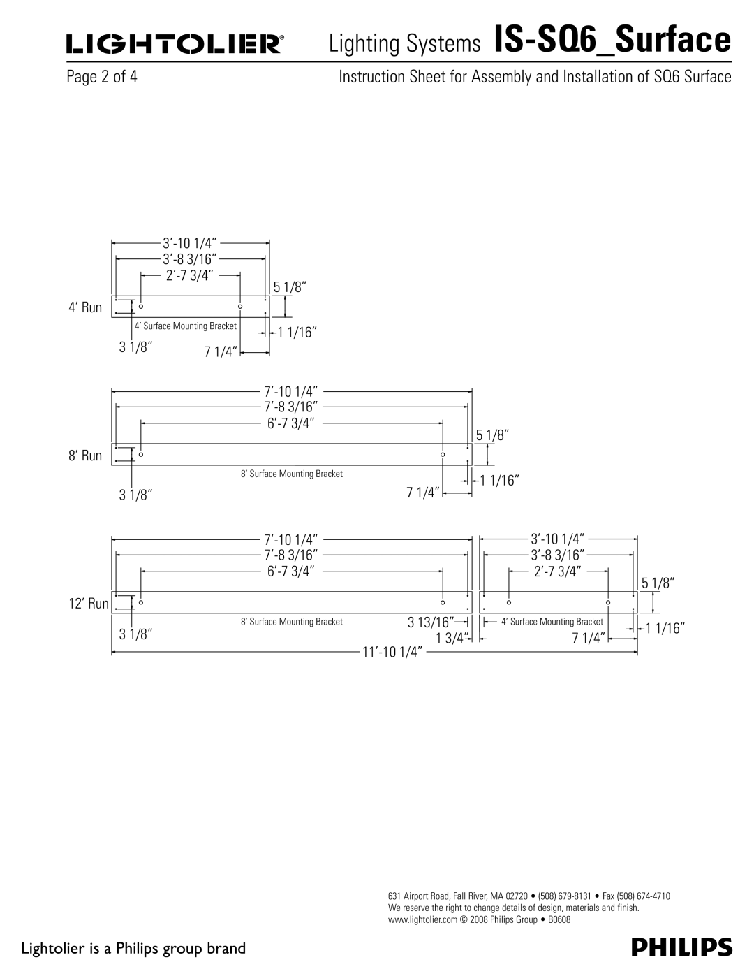 Philips IS-SQ6 manual 1BHFPG, ’-10 1/4 ’-8 3/16 ’-7 3/4 