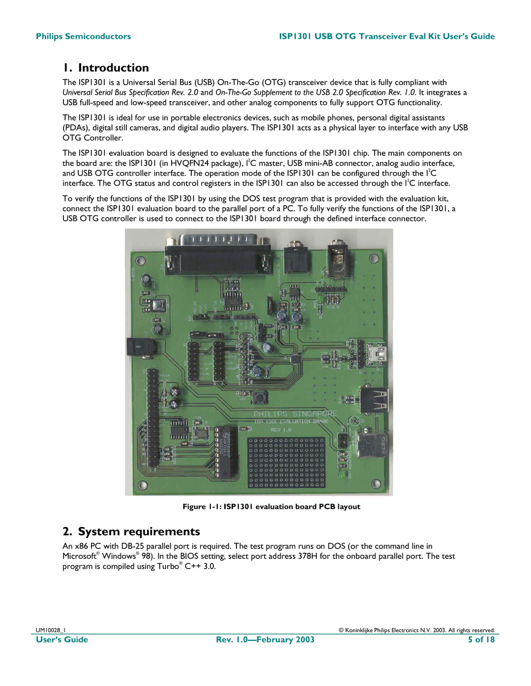 Philips ISP1301 manual Introduction, System requirements 