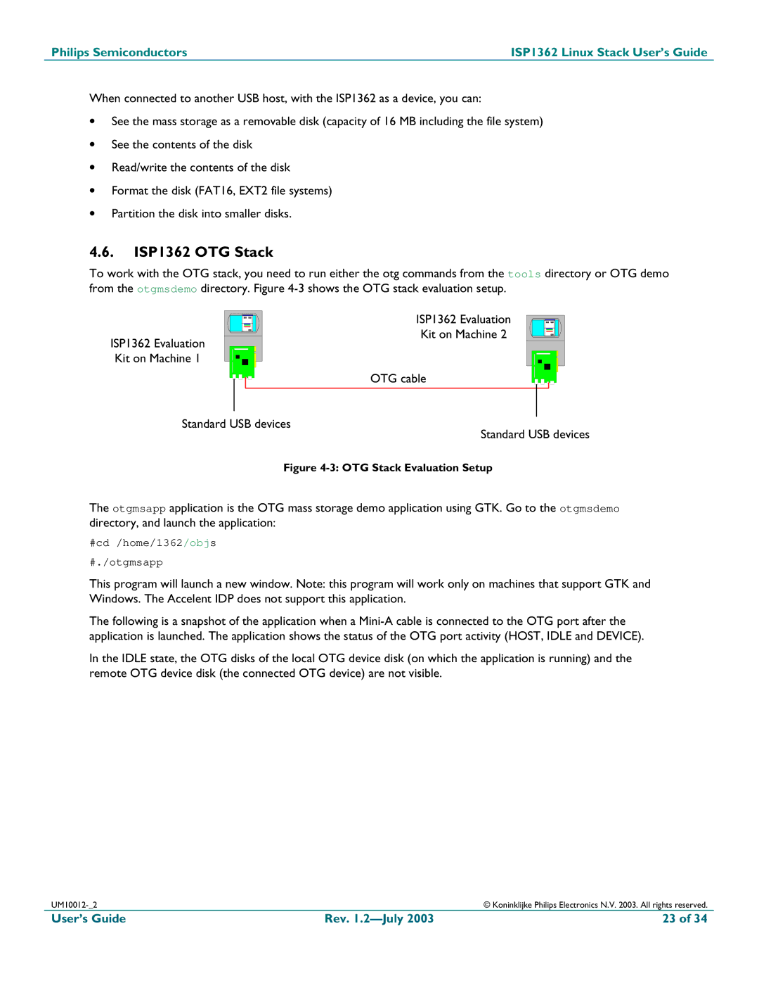 Philips manual ISP1362 OTG Stack, OTG Stack Evaluation Setup 