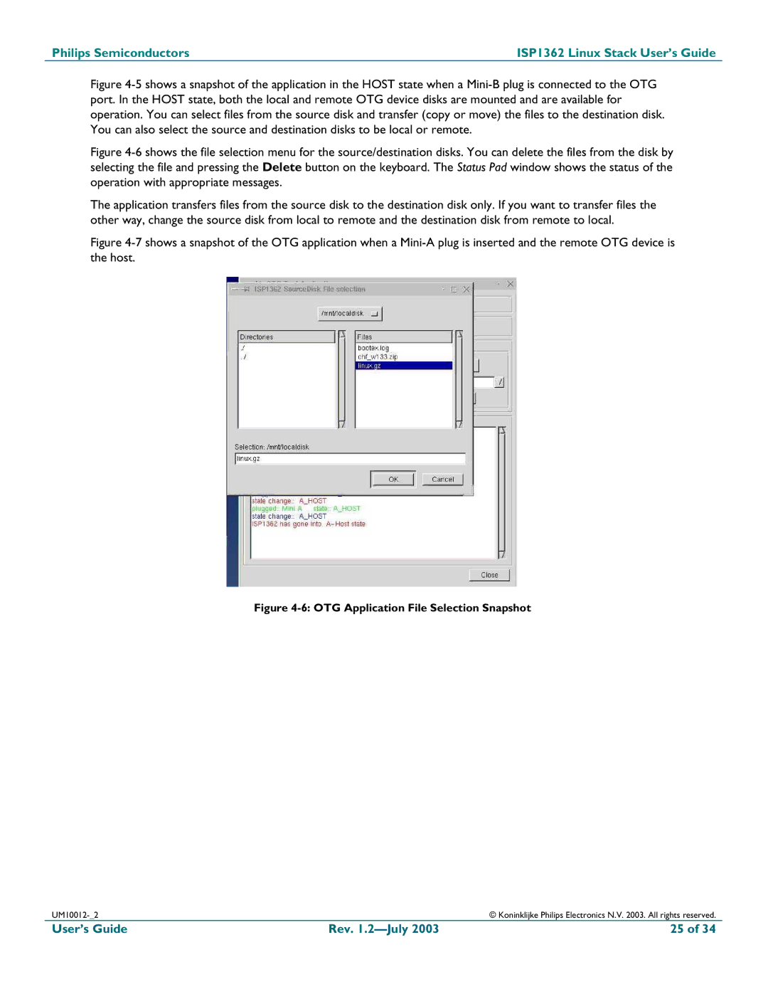 Philips ISP1362 manual OTG Application File Selection Snapshot 