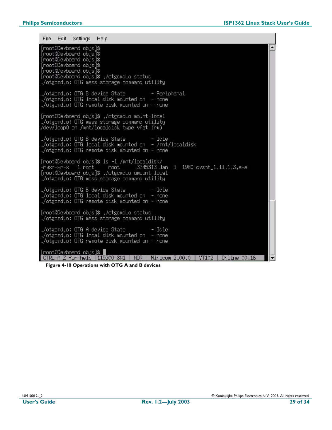 Philips ISP1362 manual Operations with OTG a and B devices 