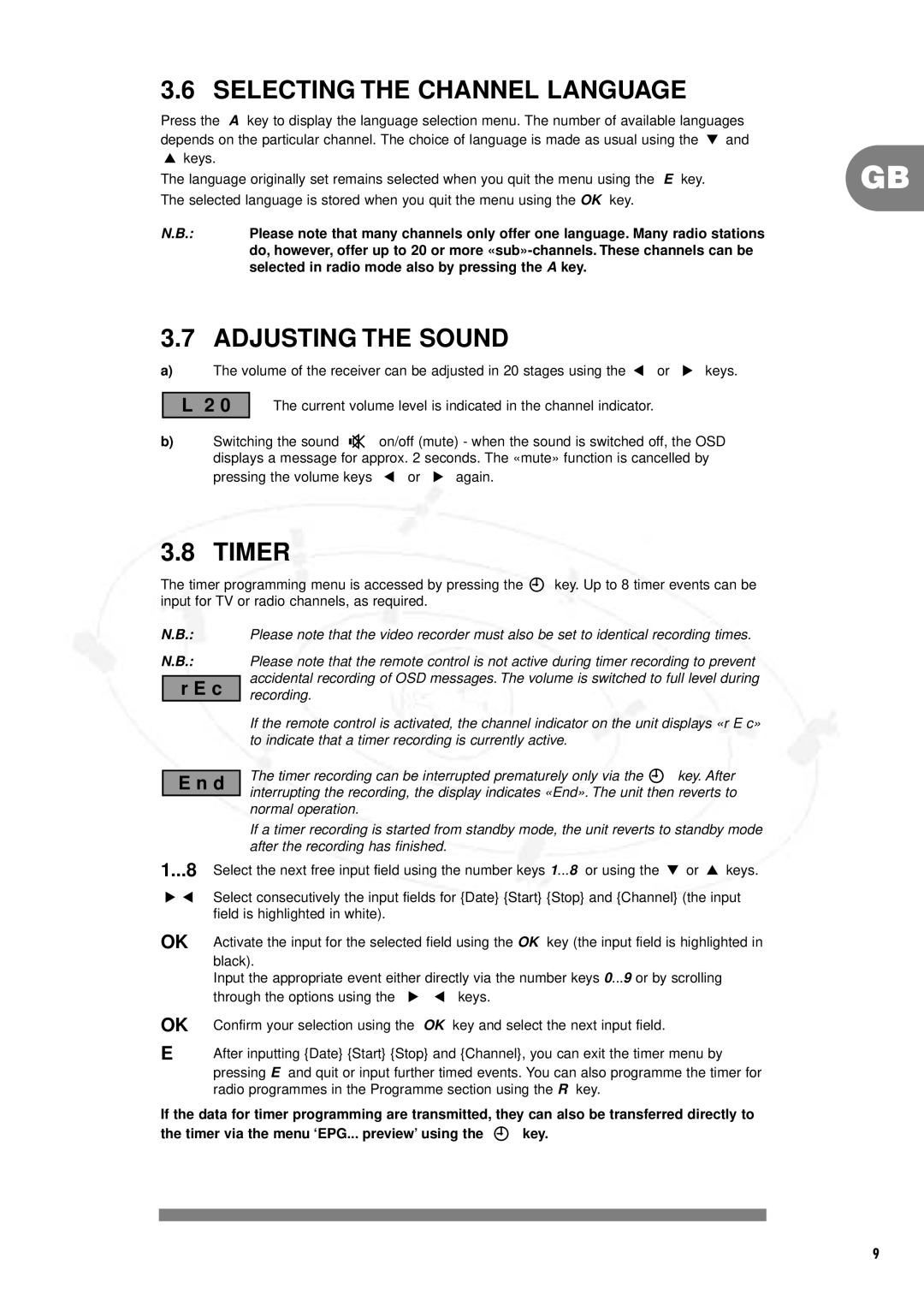 Philips IT-DSR1000/S, DSR 1000 manual Selecting the Channel Language, Adjusting the Sound, Timer 