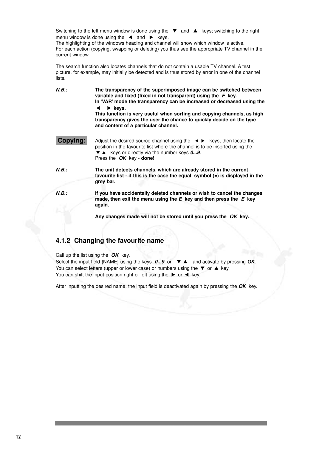 Philips IT-DSR1000/S, DSR 1000 manual Copying, Changing the favourite name 