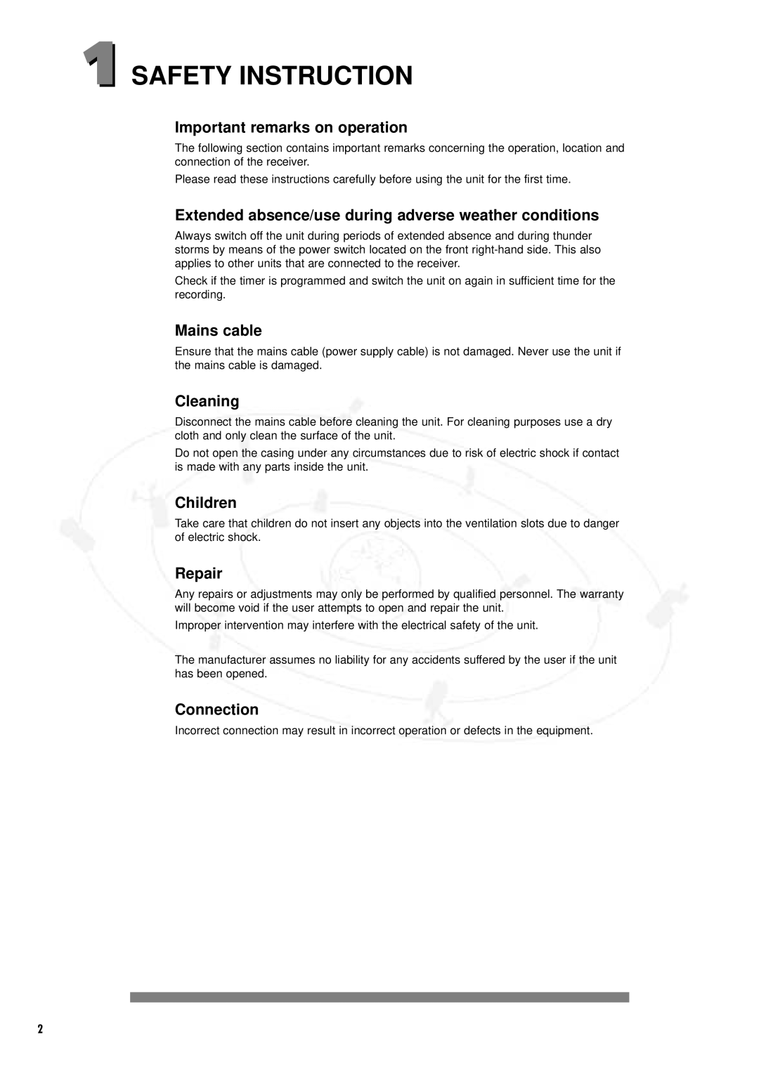 Philips IT-DSR1000/S, DSR 1000 manual Safety Instruction 