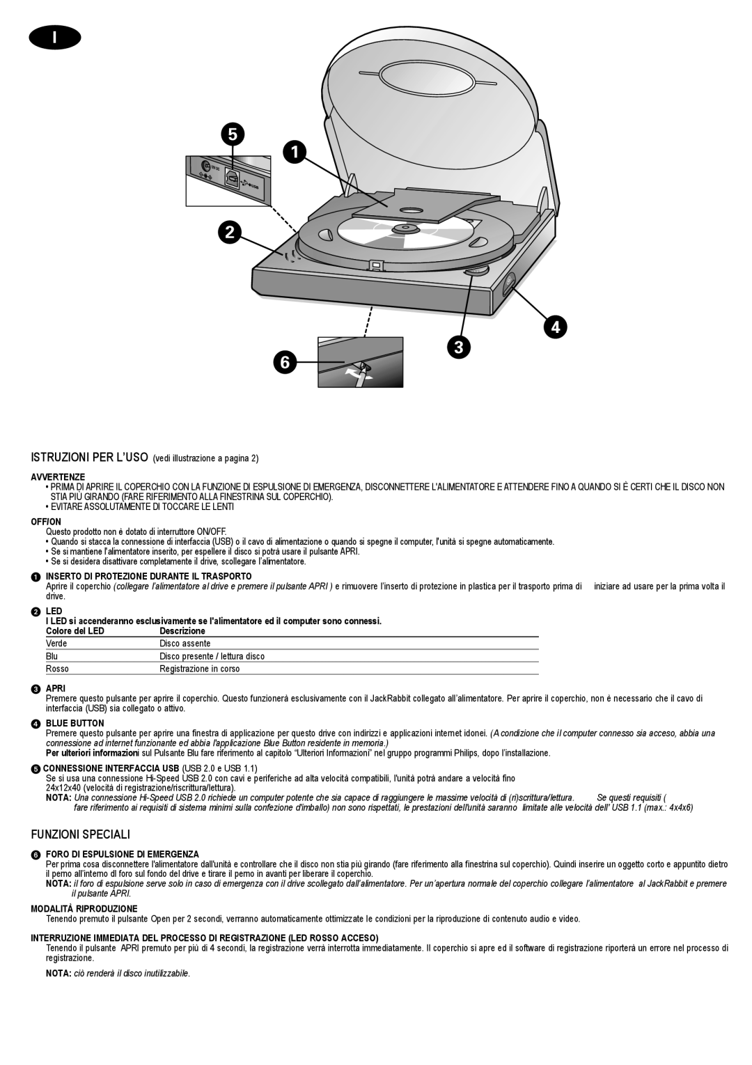 Philips JR24CDRW manual Funzioni Speciali 