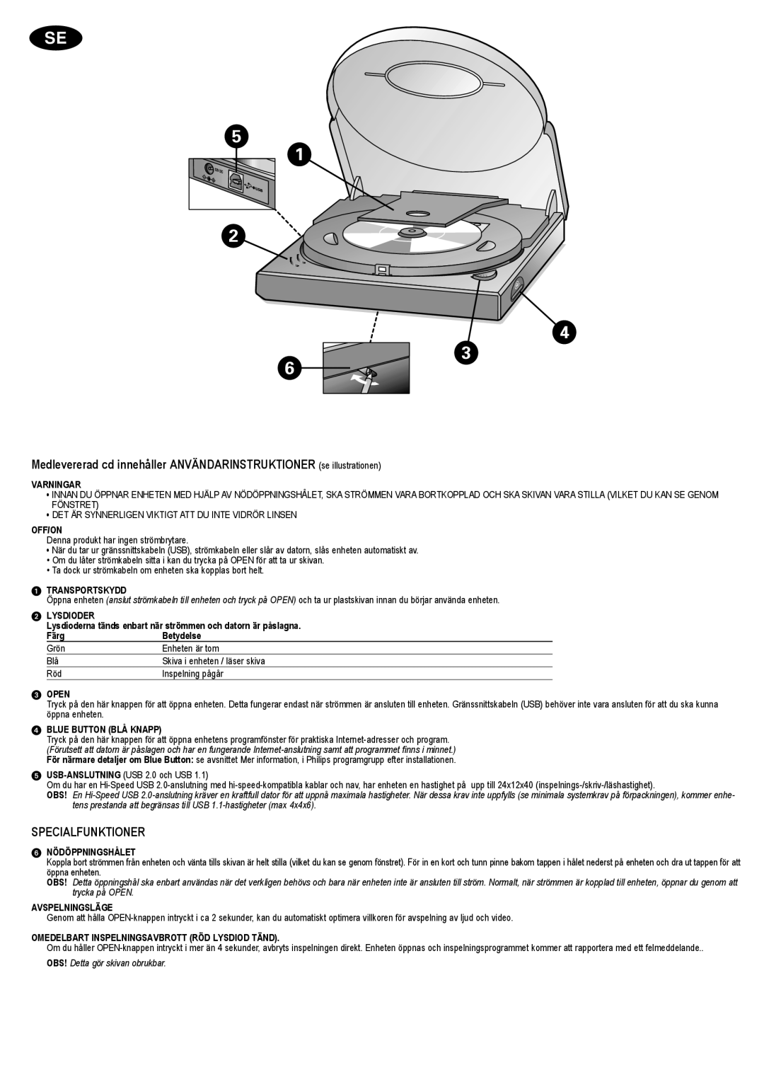 Philips JR24CDRW manual Specialfunktioner 