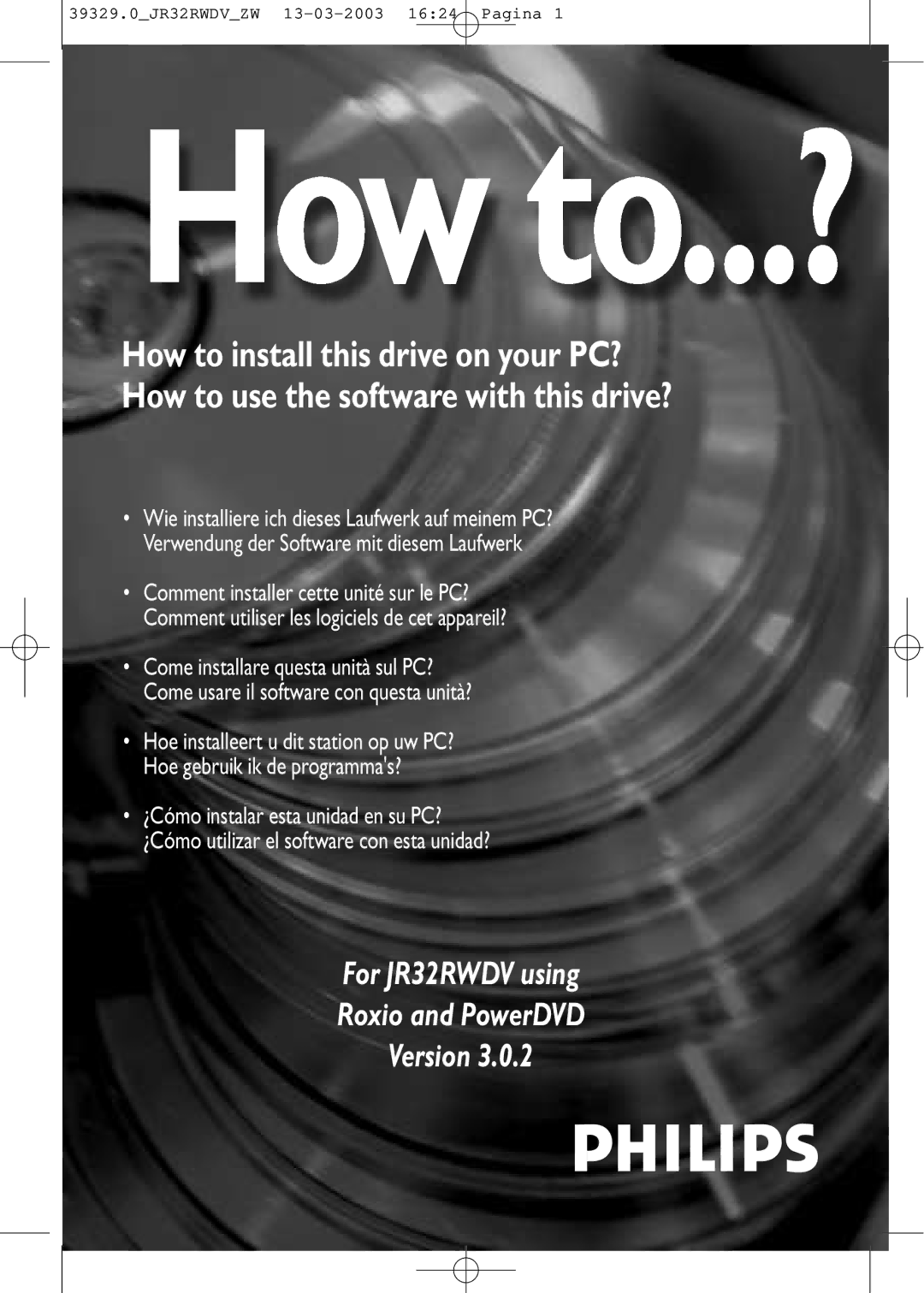 Philips manual For JR32RWDV using Roxio and PowerDVD Version 