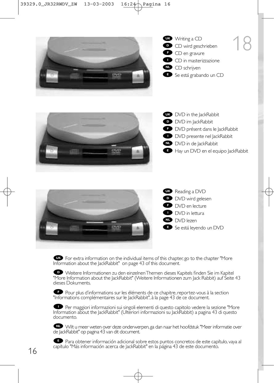 Philips JR32RWDV manual CD en gravure, De JackRabbit op pagina 43 van dit document 