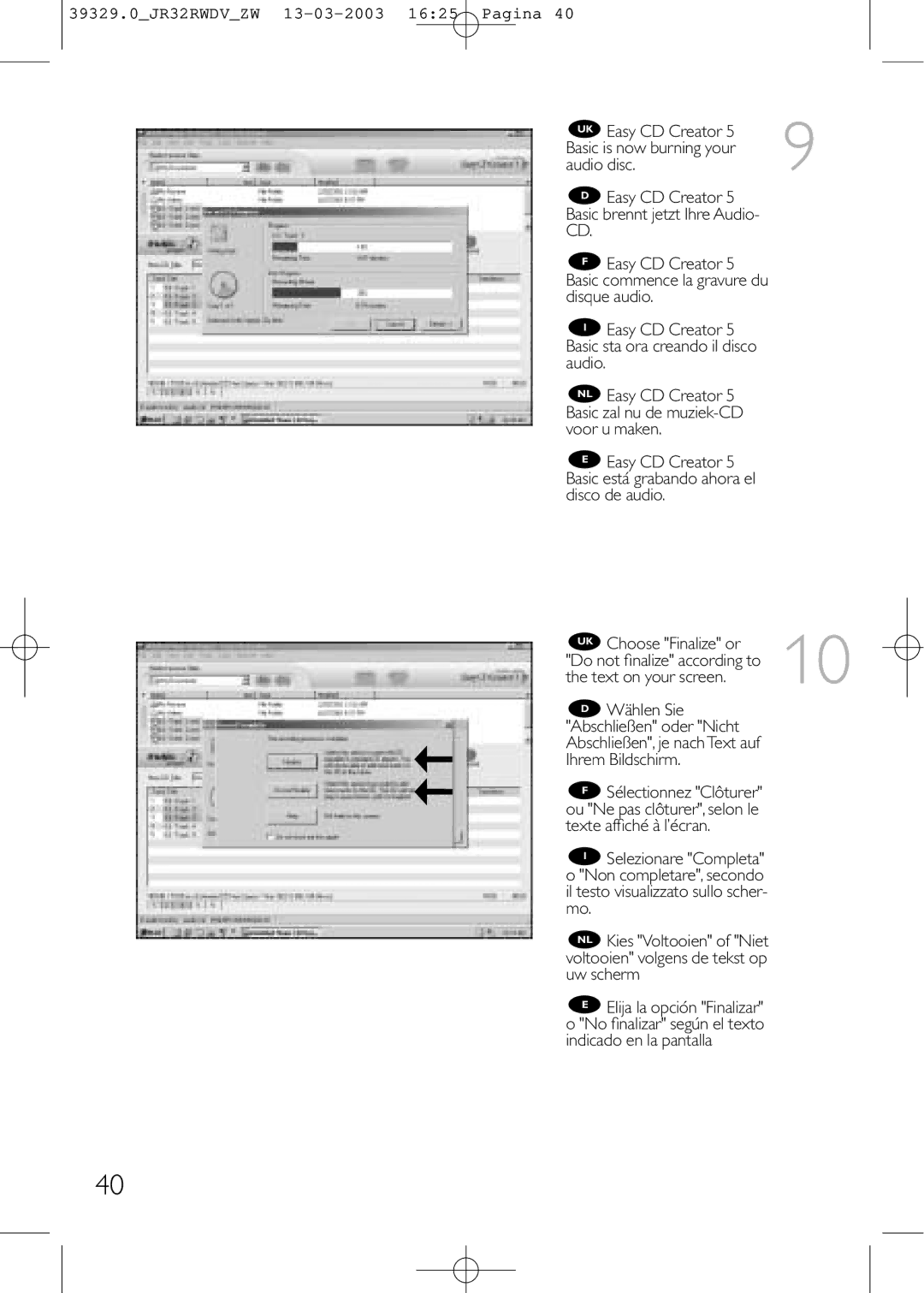 Philips JR32RWDV manual NL Easy CD Creator 5 Basic zal nu de muziek-CD voor u maken 