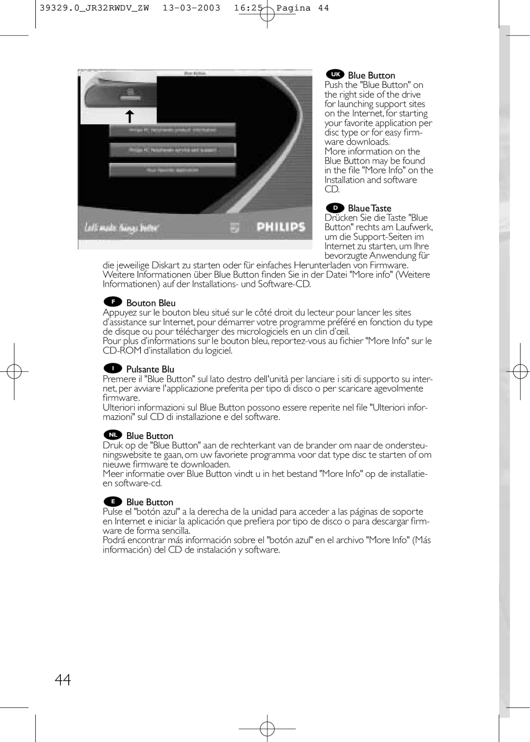 Philips manual 39329.0JR32RWDVZW 13-03-2003 1625 Pagina 