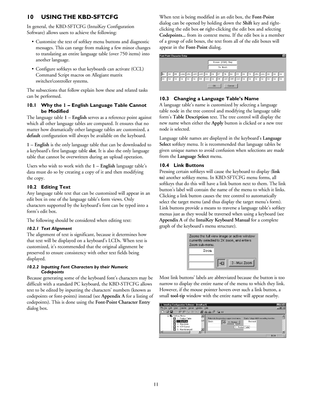 Philips Using the KBD-SFTCFG, Why the 1 English Language Table Cannot be Modified, Editing Text, Link Buttons 