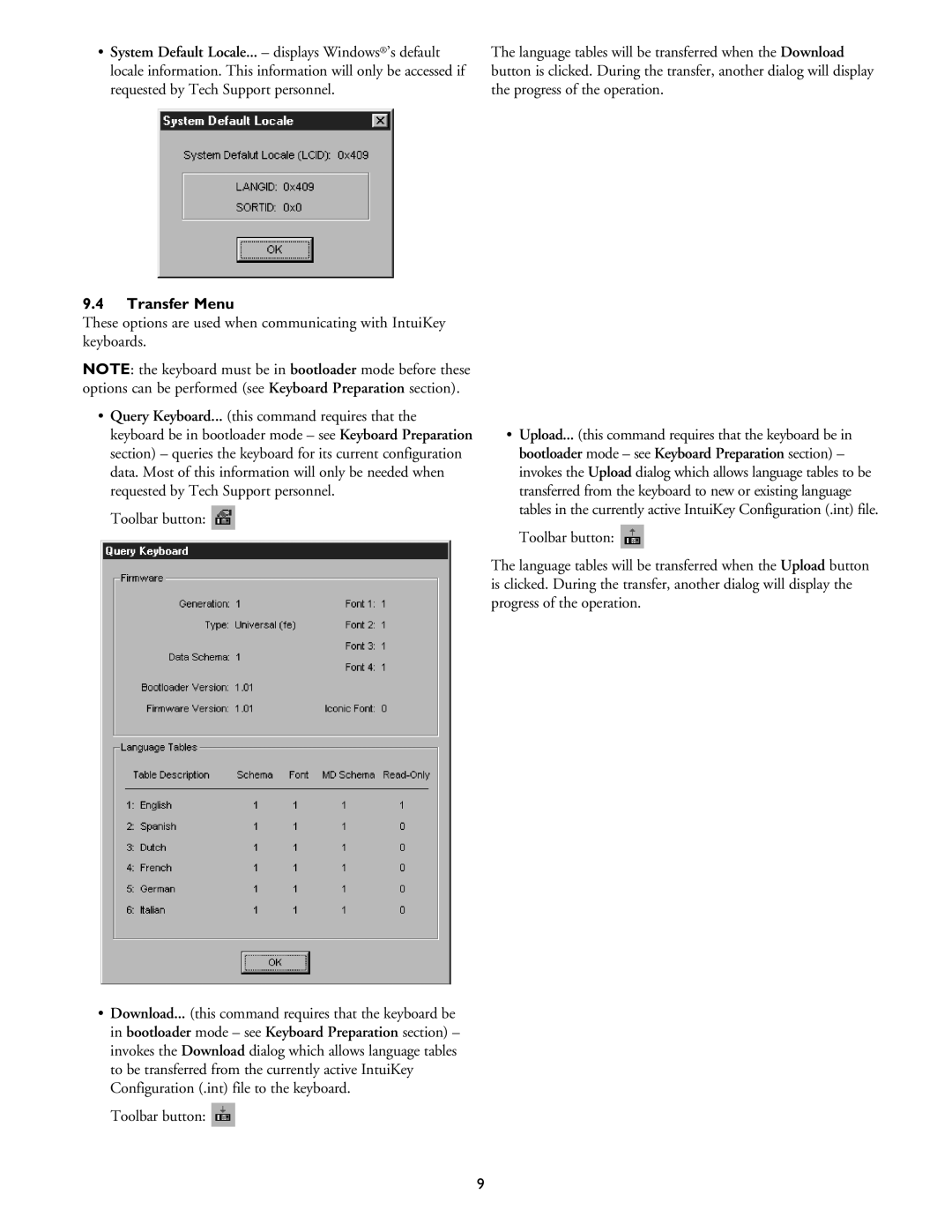 Philips KBD-SFTCFG installation instructions Transfer Menu 