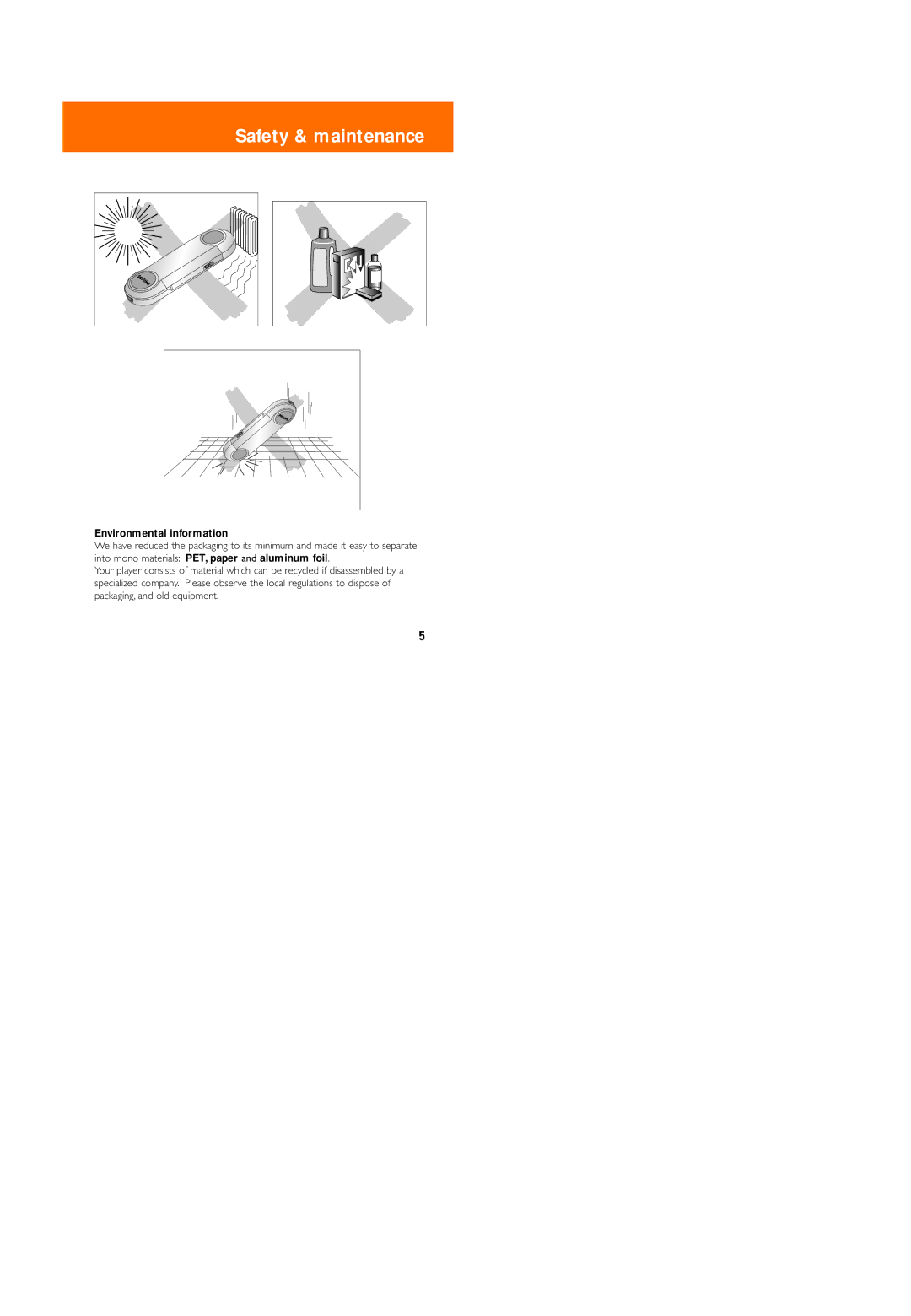 Philips 006, KEY 003, 005, 004 user manual Environmental information 