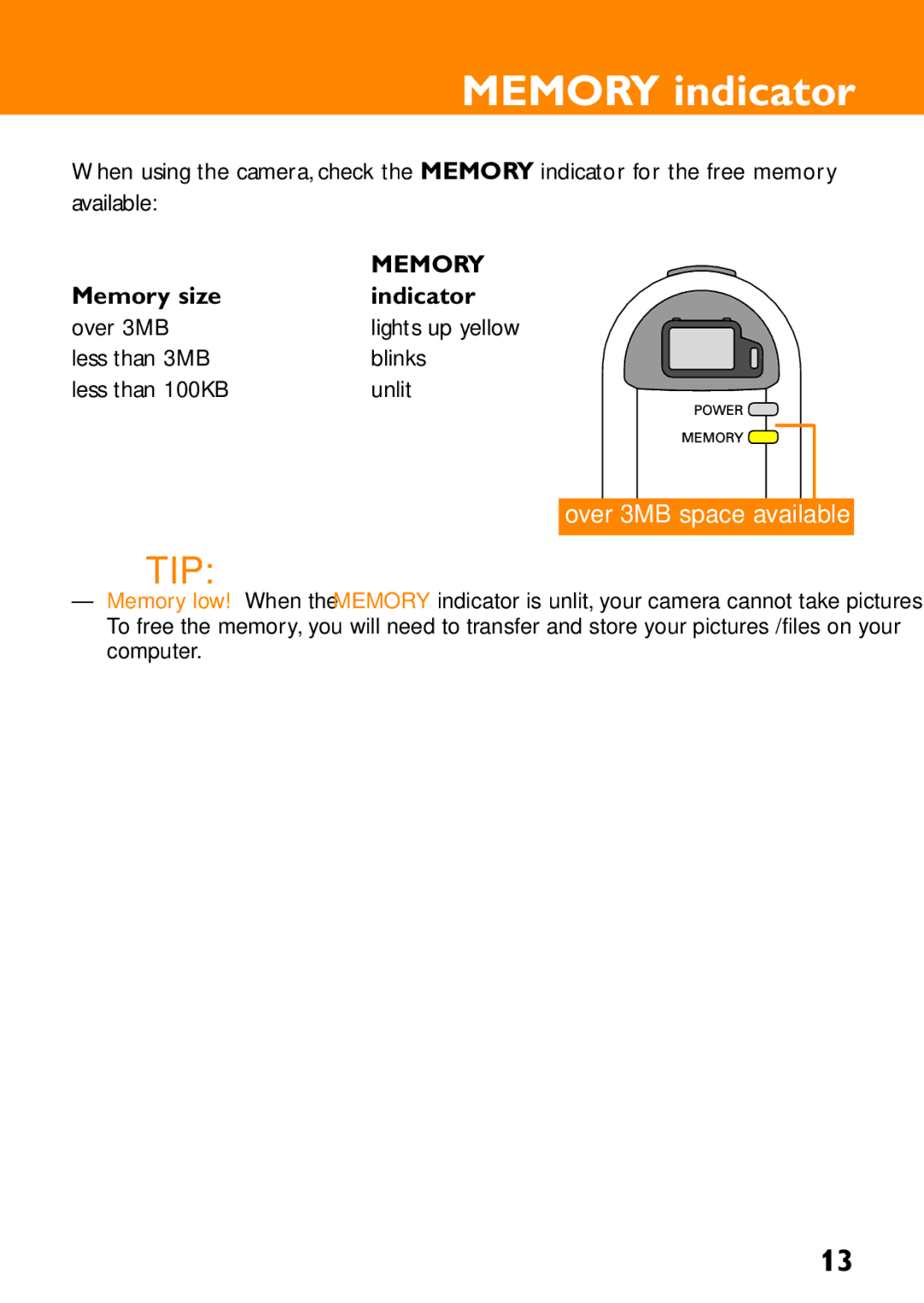 Philips KEY008, KEY0079, KEY0078 user manual Memory indicator, Memory size Indicator 