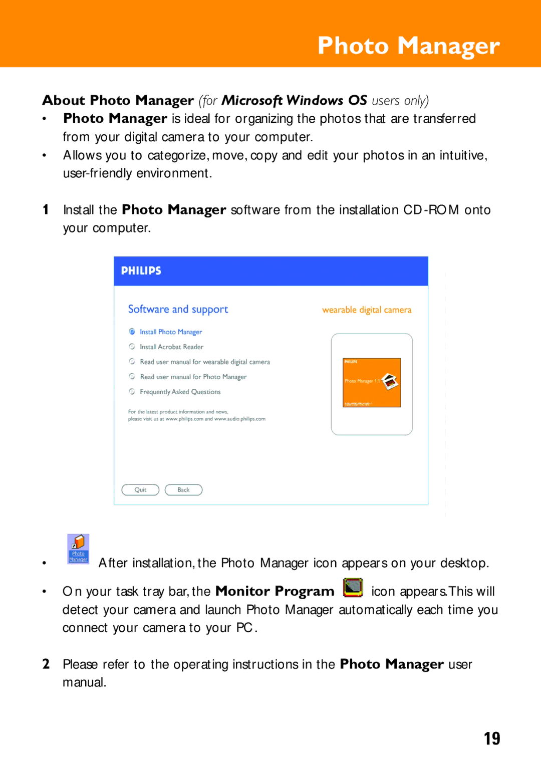 Philips KEY0079, KEY008, KEY0078 user manual About Photo Manager for Microsoft Windows OS users only 