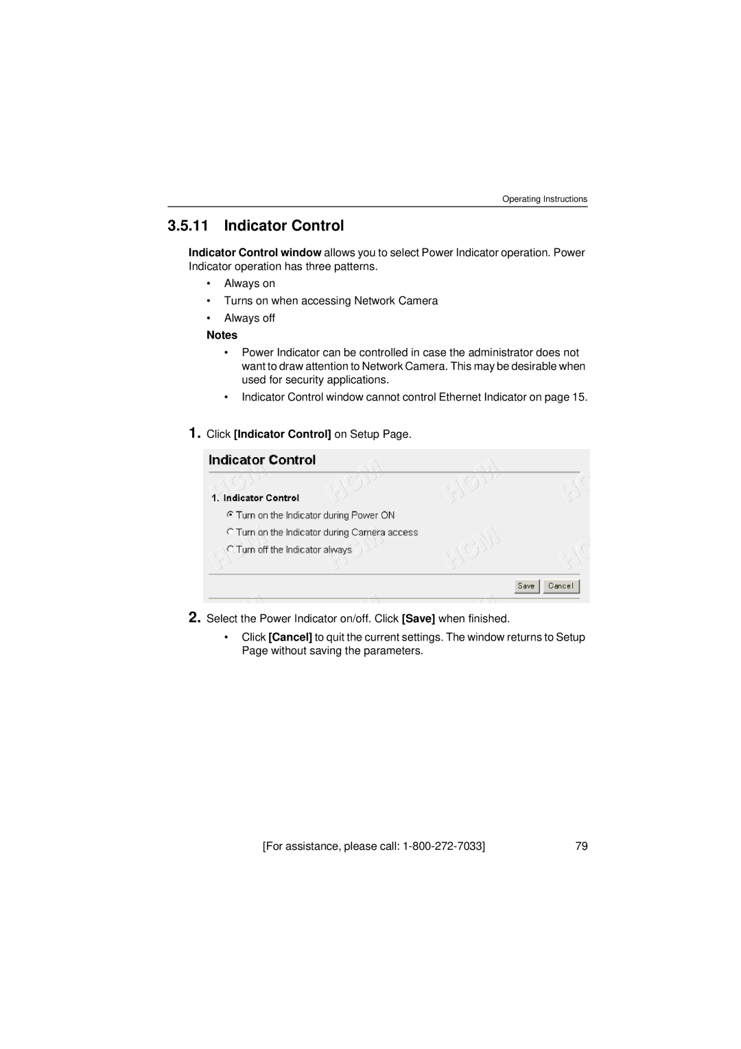 Philips KX-HCM8 operating instructions Indicator Control 